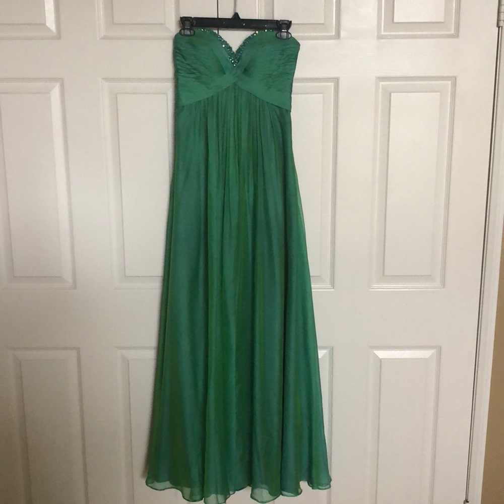 Formal dress with sparkly beads at neckline